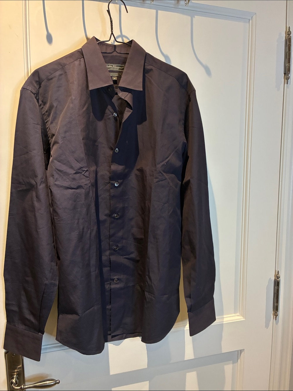 Salvatore Ferragamo Men’s 100% Cotton Dark Navy Dress Shirt 👝
